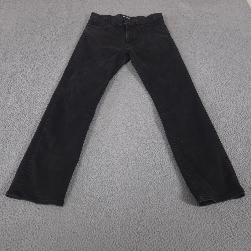 Express Jeans Mens 32x32 Black Classic Straight Stretch Cotton Denim Pants